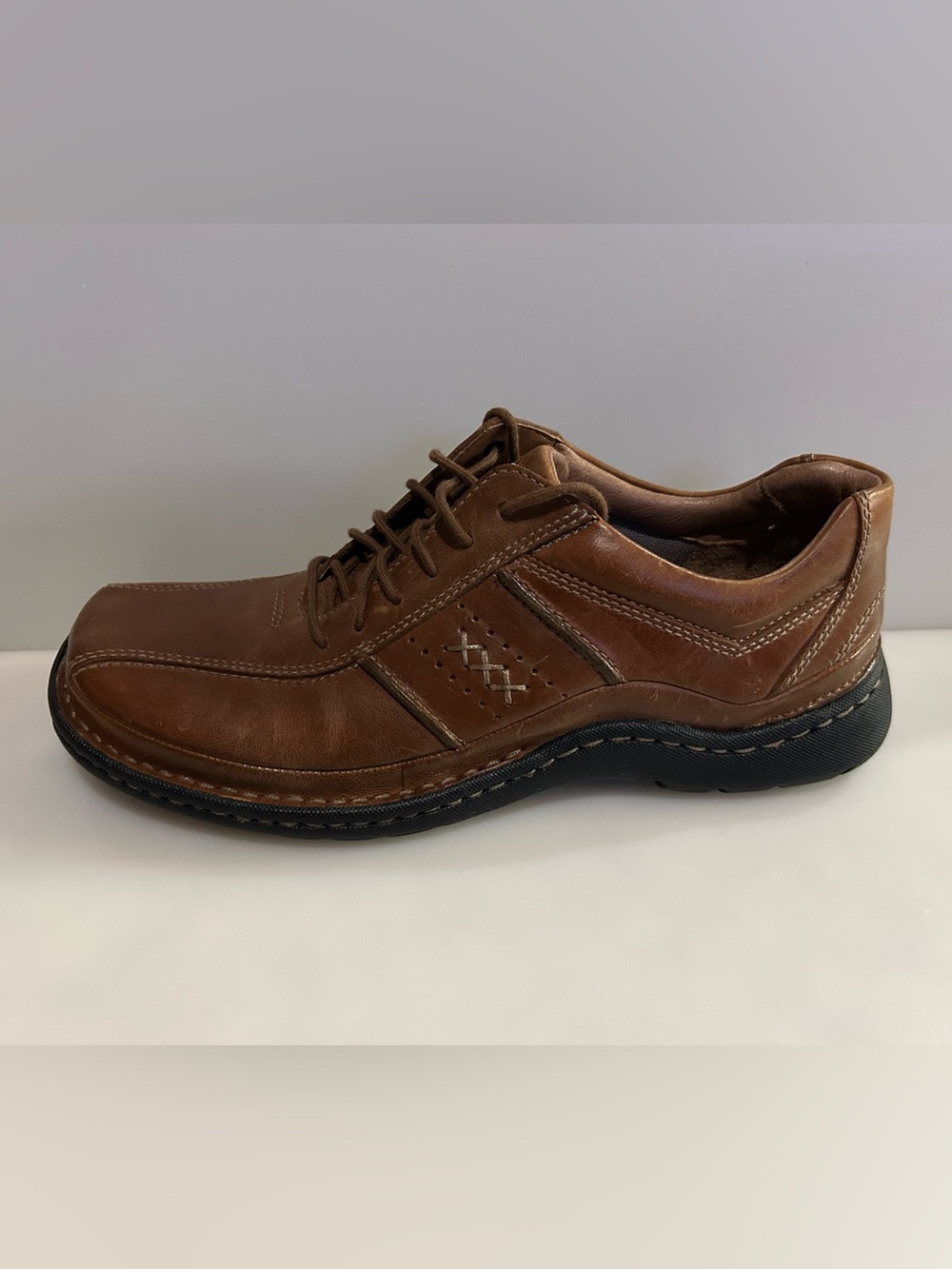 New Clarks Men’s Lace Brown Leather Casual Dress Shoes - Men’s Size 7 M